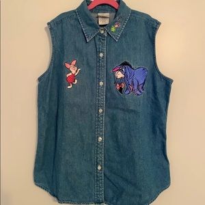 Winnie the Pooh Piglet and Eeyore Vintage Denim Shirt